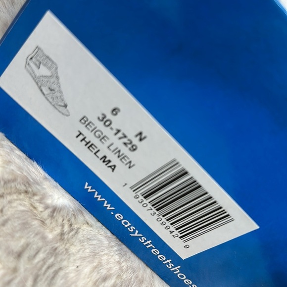 Easy Street | Thelma Wedge Sandal in Beige Linen | Size 6 - Picture 15 of 15